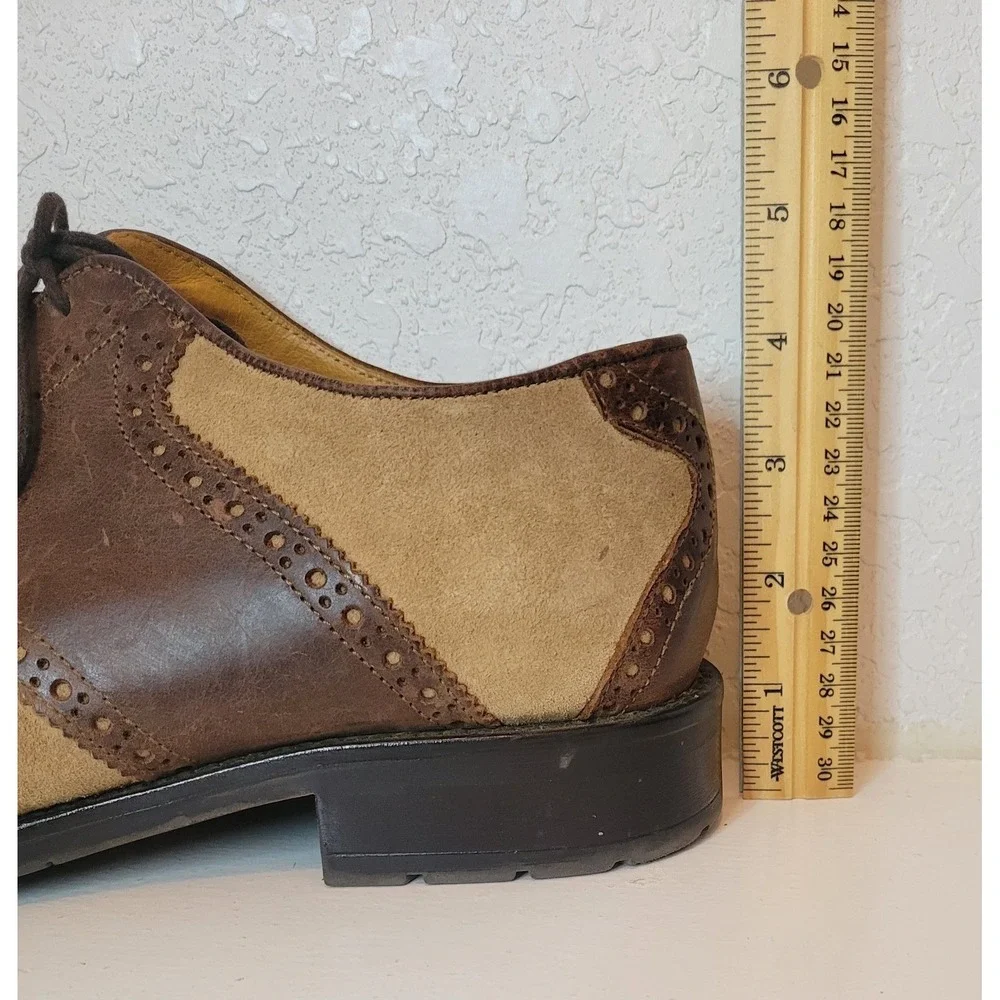 Men's Stafford Leather Lace Up Oxford Wingtips Shoes Brown Size 9.5 - Read